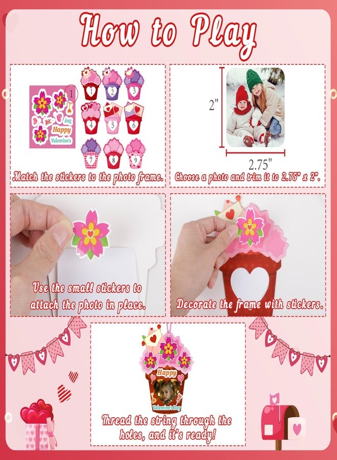 80UncleKimby 54Pack Valentines Day Craft for Kids - Valentine DIY Picture Frame Art Kit, Valentine's Photo Crafts Kits for Classroom Activities and Party Games - Image 5